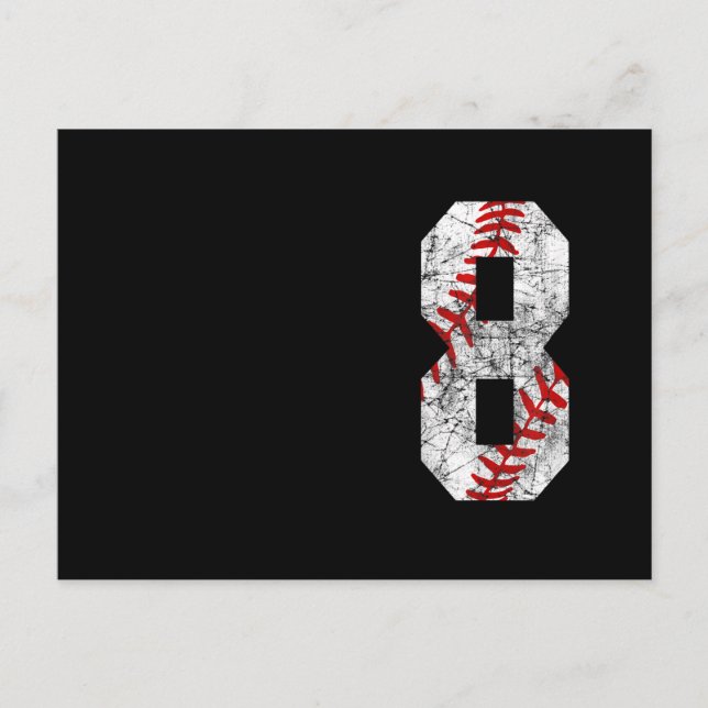 8th Birthday Baseball Big Number Eight 8 Year Postkarte (Vorderseite)