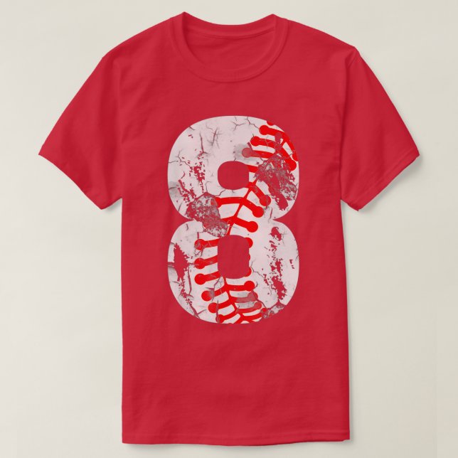 8th Birthday Baseball Big Number Eight 8 Year T-Shirt (Design vorne)