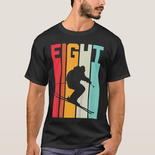 8th Birthday Boy Retro Ski Lover Skier 8 Years Old T-Shirt (Vorderseite)