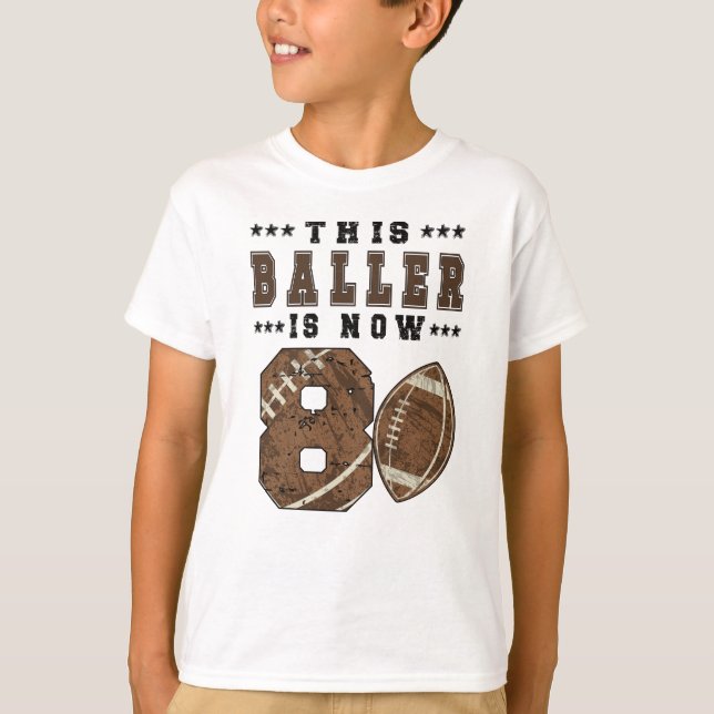 8th Birthday Gift Football Player 8 Year Old Boy T-Shirt (Vorderseite)