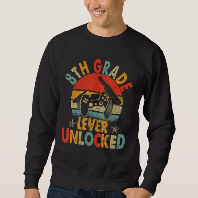 8th Grade Level Unlocked Video Gamers back to scho Sweatshirt (Vorderseite)