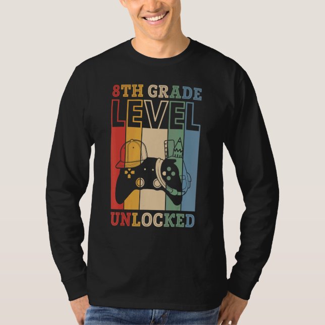 8th Grade Level Unlocked VideoGame Back to School  T-Shirt (Vorderseite)