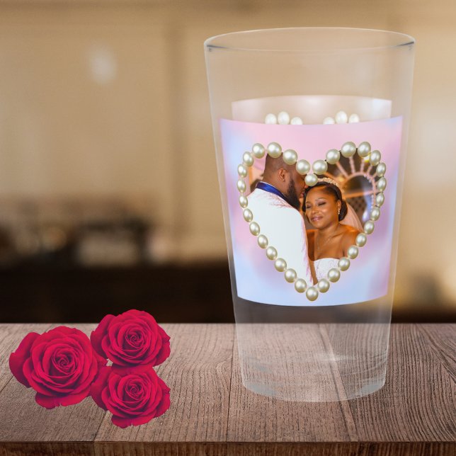 8th Wedding Anniversary Pearl Heart Keepsake Glas (Von Creator hochgeladen)