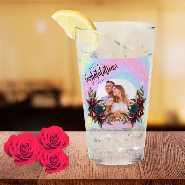 8th Wedding Anniversary Romantic Floral Couple Glas (Von Creator hochgeladen)