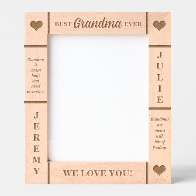 8x10 BESTE Oma-Kids-Namen Etched Frame Geätzte Rahmen (Vorderseite)