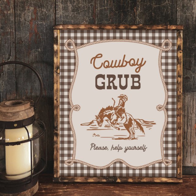 8x10 Brown Gingham Cowboy Grub Sign (Von Creator hochgeladen)