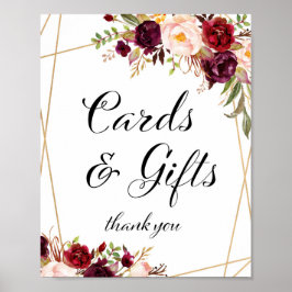 8x10" Burgundy Boho Floral Sign Poster