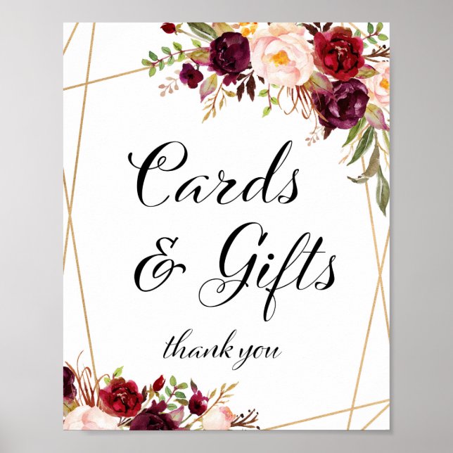 8x10" Burgundy Boho Floral Sign Poster (Vorne)