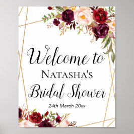 8x10" Custom Burgundy Boho Floral Sign Poster