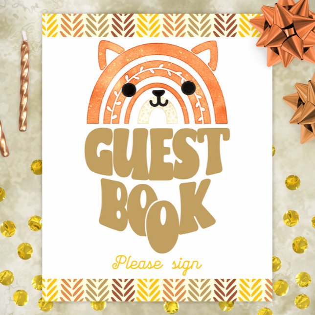8x10 Gästebuch Boho Woodland Fox Geburtstag (Von Creator hochgeladen)