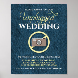 8x10 Rustikaler Ländereien Unplugged Wedding Sign Poster