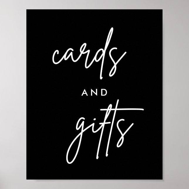 8x10 Schwarze, moderne Karten und Geschenke Hochze Poster (Vorne)