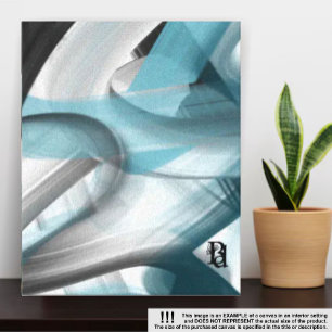 8x10" Trend Abstrakt Art Leinwand Schwarz-weiß Blu