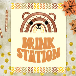 8x10 Trinkstation Boho Woodland Bären Geburtstag Poster