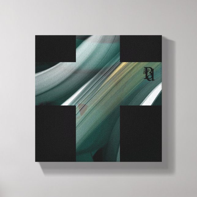 8x8" Trend Abstrakt Art Leinwand Schwarz-weiß grün (Vorderseite)