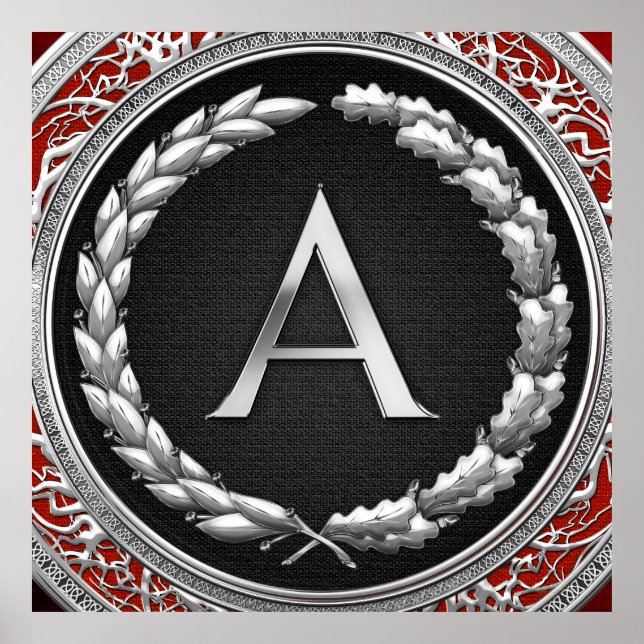 [900] "A" Vintage Silber-Monogramm Poster (Vorne)