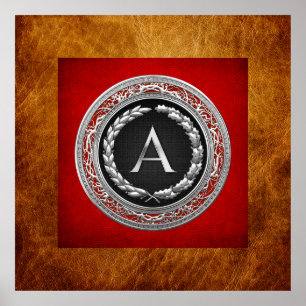 [900] "A" Vintage Silber-Monogramm Poster
