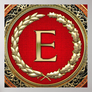 [900] Vintages Monogramm "E" Gold Poster