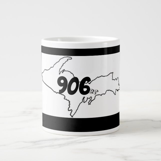 906er Michigan U.P. Jumbo Tasse - Schwarz/Weiß (Vorderseite)