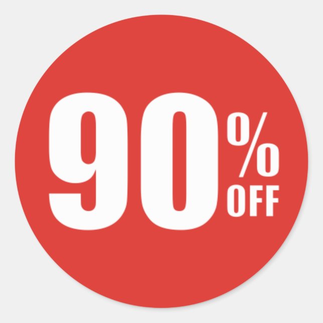 90 % 90 % Rabatt beim Verkauf Aufkleber (Vorderseite)