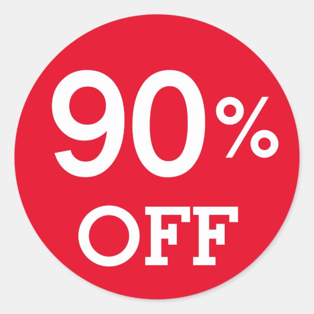 90% 90% Rabatt Verkauf weiß und rot Runder Aufkleber (Vorderseite)