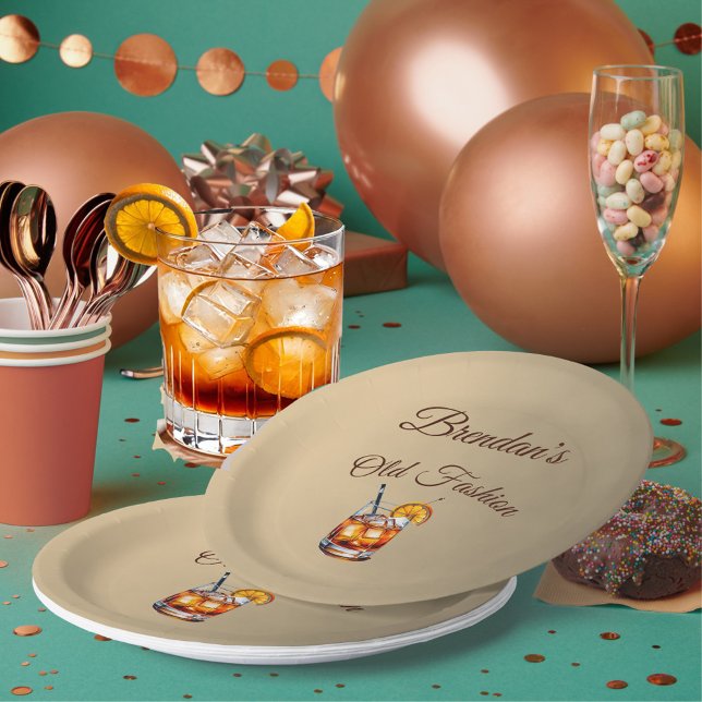 90. Cocktail Männchen Alte Mode Geburtstag Pappteller (Von Creator hochgeladen)