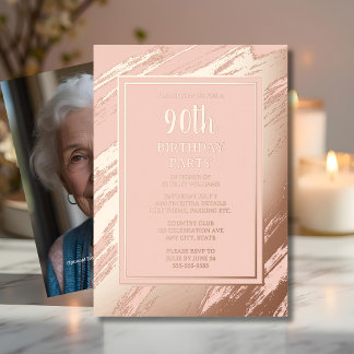 90. Custom Birthday Party Textured Elegant Folieneinladung