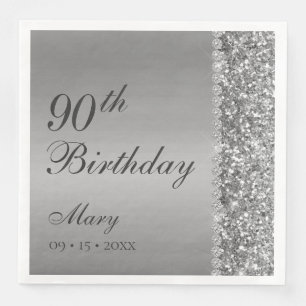 90. Eleganter Silberner Geburtstag Serviette