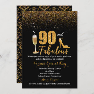 90 et fabuleuse invitation d'anniversaire pour les