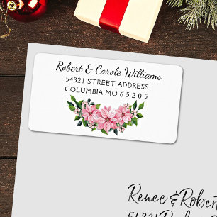 90 Étiquettes d'adresse de retour de Poinsettia Ro