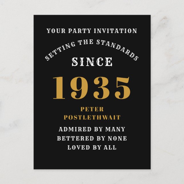 90. Geburtstag 1935 Black Gold Postkarte (Vorderseite)