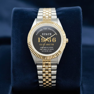 90. Geburtstag 1936 Elegantes Schwarz-Weiß-Chic Armbanduhr