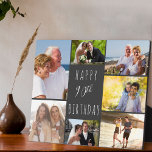 90. Geburtstag 7 Foto Collage Dunkelgrau Fotoplatte<br><div class="desc">Sage Happy 90. Geburtstag mit einer personalisierten Foto-Plakette. Die Fotovorlage ist Set für Sie, 7 Ihrer Lieblings-Fotos hinzuzufügen, die in einer Foto-Collage um den Geburtstag Gruß angezeigt werden. Die Formulierung lautet einfach "Happy 90 th Birthday" in lässiger Typografie. "90." ist tatsächlich bearbeitbar, wenn man das zum Geburtstag gerne hätte. Dieses...</div>