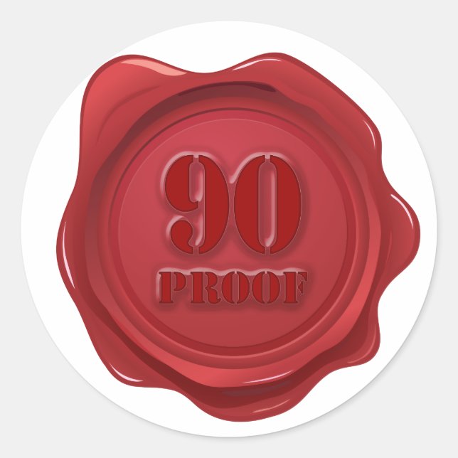 90. Geburtstag 90 Proof Party Runder Aufkleber (Vorderseite)