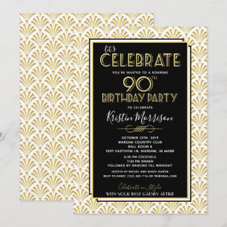 90. Geburtstag Art Deco Gatsby Roaring 20 Geburtst Einladung