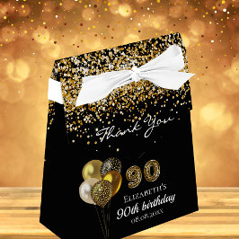 90. Geburtstag Black Gold Glitzer Leopard Vielen D Geschenkschachtel