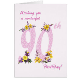 90. Geburtstag Blume dekorierte Zahlen