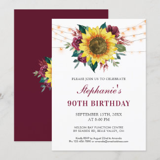 90. Geburtstag Blumenstrauß Party Einladung