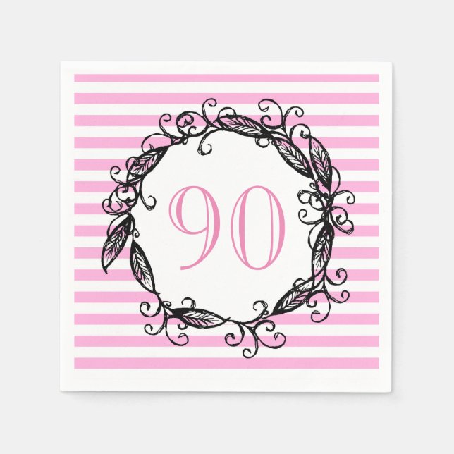 90. Geburtstag der Frauen Wirbel Serviette (Vorderseite)