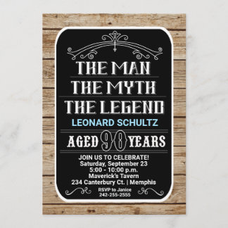 90. Geburtstag Der Mann der Mythos der Legende 90  Einladung