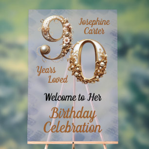 90. Geburtstag Elegante Party Acrylschild