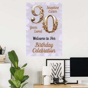 90. Geburtstag Elegante Party Poster