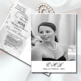 90. Geburtstag Elegantes Foto Monogram Geburtstag Postkarte