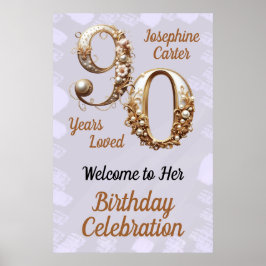 90. Geburtstag Elegantes Party Poster