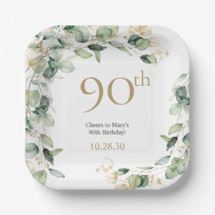 90. Geburtstag Eukalyptus Pappteller