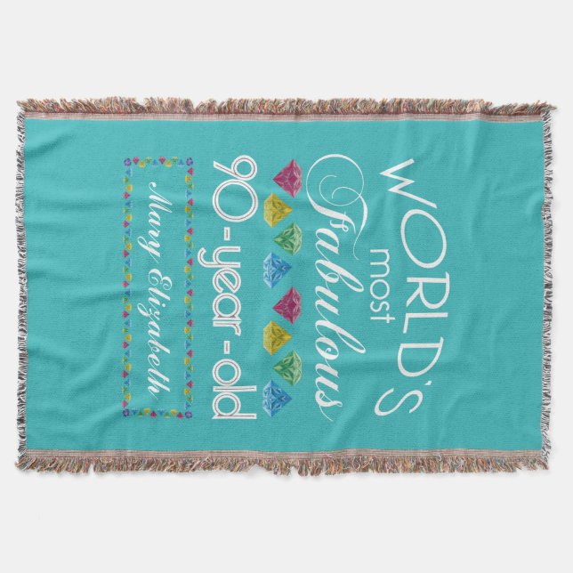 90. Geburtstag Fantastisches Gem Turquoise Decke (Vorderseite)