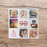 90. Geburtstag Foto Collage Frau weiß<br><div class="desc">Ein Geschenk für den 90. Geburtstag einer Frau,  die ihr Leben mit einer Collage von 8 deiner Fotos feiert. Vorlagen für einen Namen,  90 Jahre und ein Datum. Geburtsdatum oder das Datum des Jahrestages. Korallen- und Bordeaux-Buchstaben. Weißer Hintergrund.</div>
