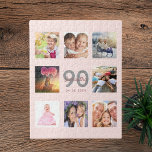 90. Geburtstag Foto Rose Gold rot Rosa<br><div class="desc">Ein einzigartiges 90. Geburtstagsgeschenk oder Sake, das ihr Leben mit einer Collage von 8 deiner Fotos feiert. Fügen Sie Bilder von ihrer Familie, Freunden, Haustieren, Hobbys oder Traumreise Ziel. Personalisieren und fügen Sie einen Namen, Alter 90 und ein Datum. Graue und dunkle Rose goldfarbene Buchstaben. Elegante und trendige rosa Hintergrundfarbe....</div>