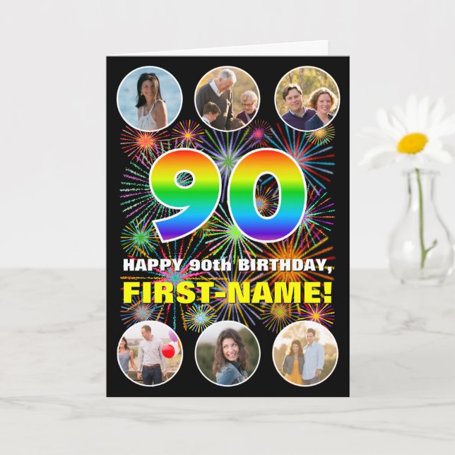 90. Geburtstag: Fun Rainbow #, Individuelle Name & Karte (Kleine Pflanze)