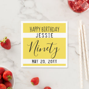 90. Geburtstag Gelbes Personalisiertes Papier Napk Serviette